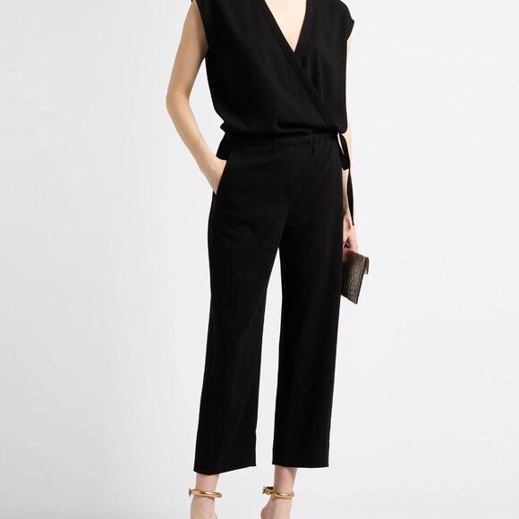 Theory 100% Silk Sleeveless Jumpsuit with Belt - Picture 1 of 11